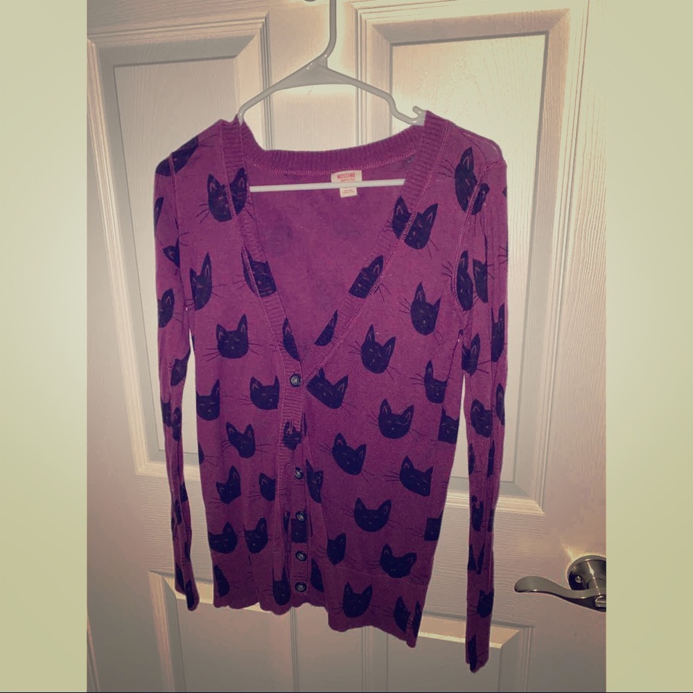 Mossimo purple kitty cardigan